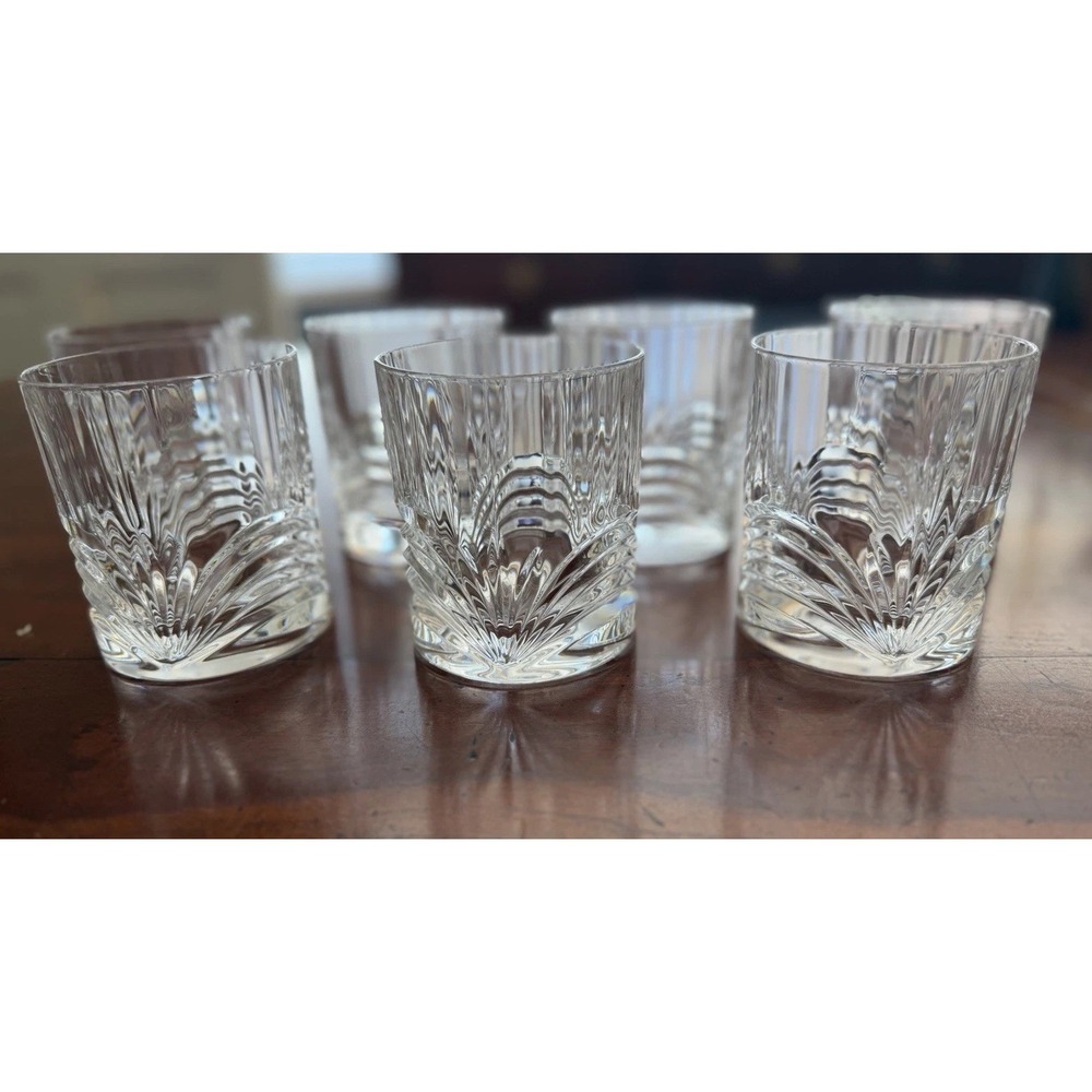 Set of 7 Royal Crystal Rock RCR Aurea Crystal Double Old Fashioned Glasses Italy